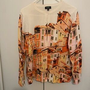 Lord & Taylor Multicolor Cityscape Cardigan